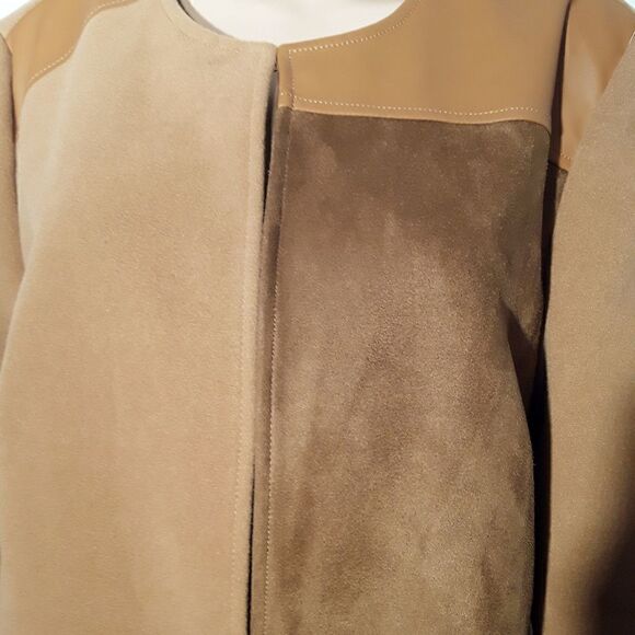 Kenneth Cole New-York Tan Block Open COAT Caramel Women Size XL - Picture 4 of 9